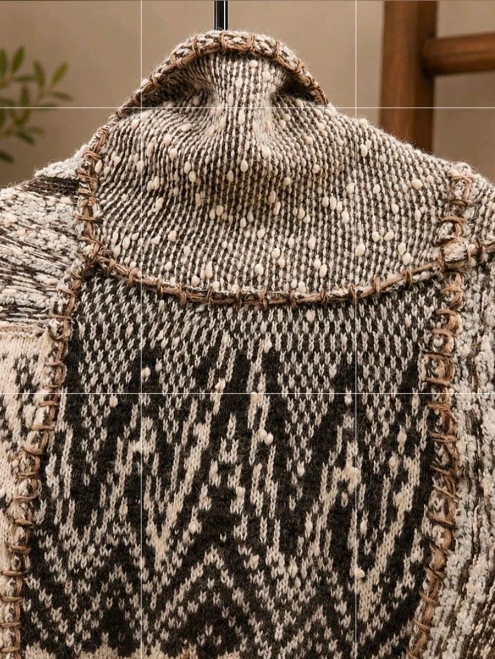 Free People Boho Textured Knit Sweater Vest Raw Edge Hook Front Oversized XS/S
